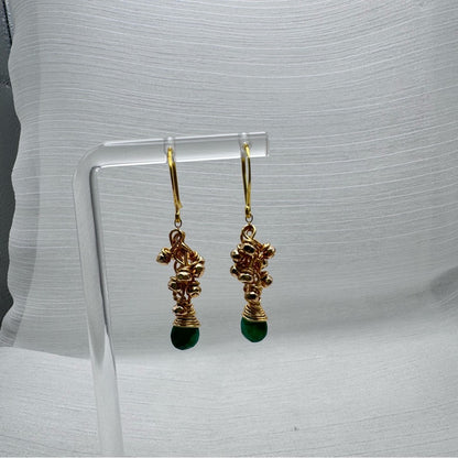 #9150 S925 Emerald & Hematite Dangle Earrings