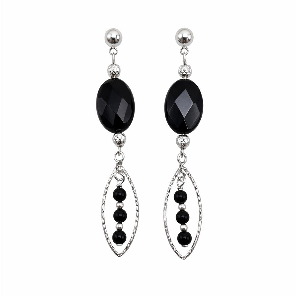 #917 S925 Black Onyx Dangle Earrings