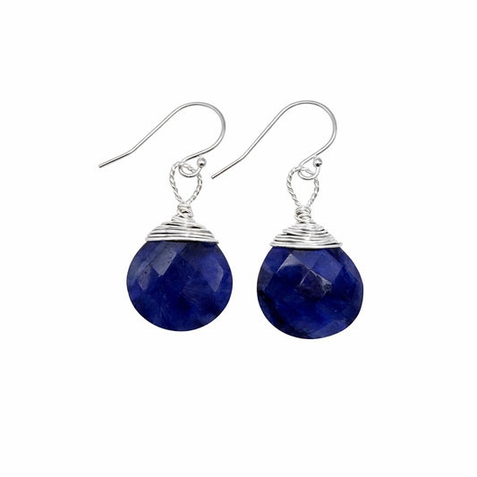 #1001 S925 Sapphire Faceted Dangle Earrings