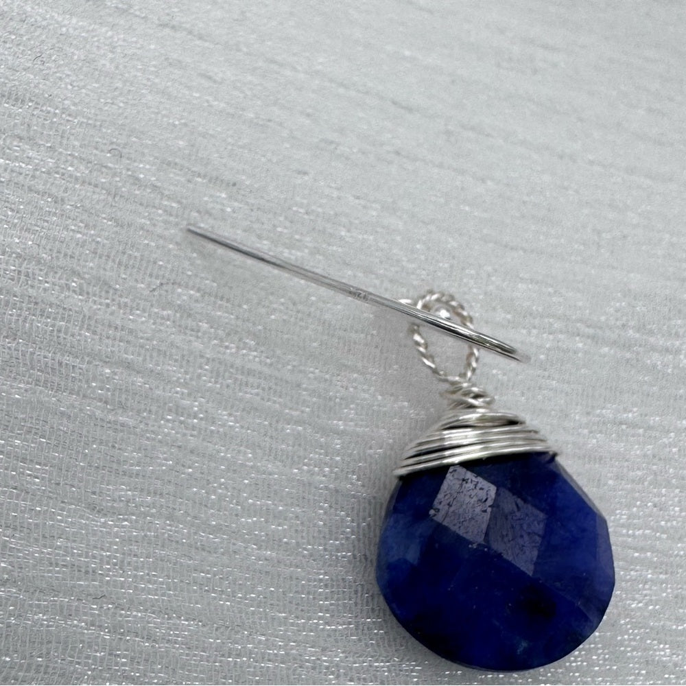 #1001 S925 Sapphire Faceted Dangle Earrings