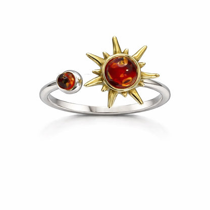 S925 Amber Spinner Sun Ring