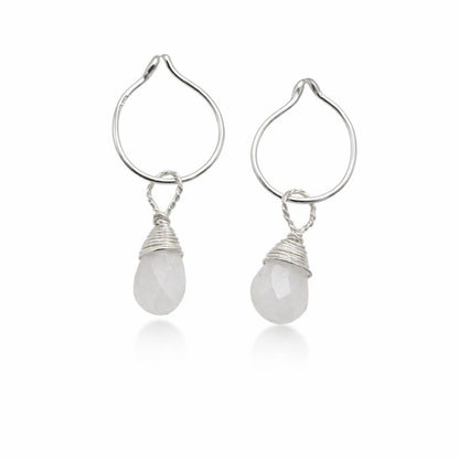 #920 S925 Moonstone Dangle Hoops