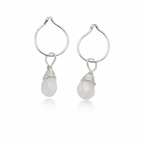 #920 S925 Moonstone Dangle Hoops