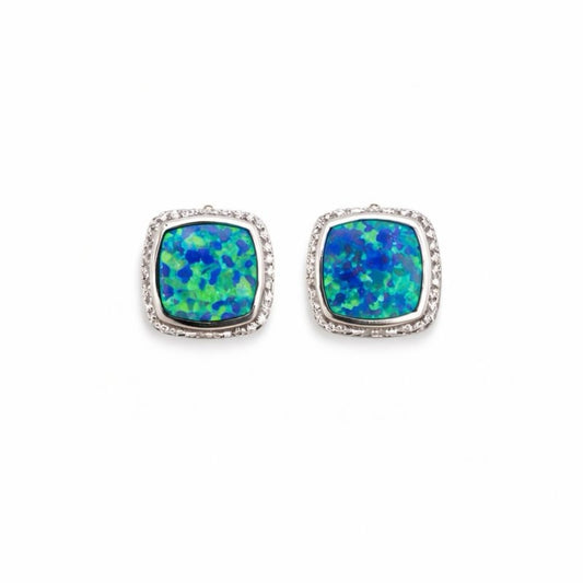 S925 Opal & Crystal Pavé Drop Earrings