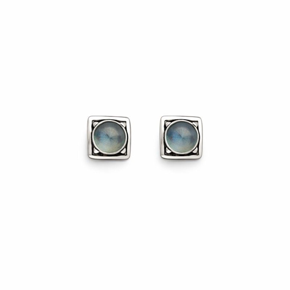 S925 Labradorite Square Stud Earrings