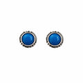 Blue Chalcedony Round Stud Earrings