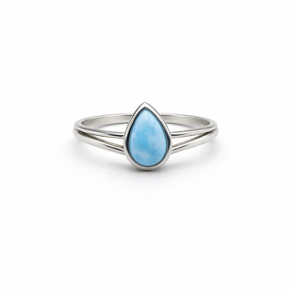 S925 Larimar Teardrop Ring