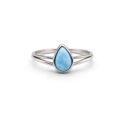 S925 Larimar Teardrop Ring