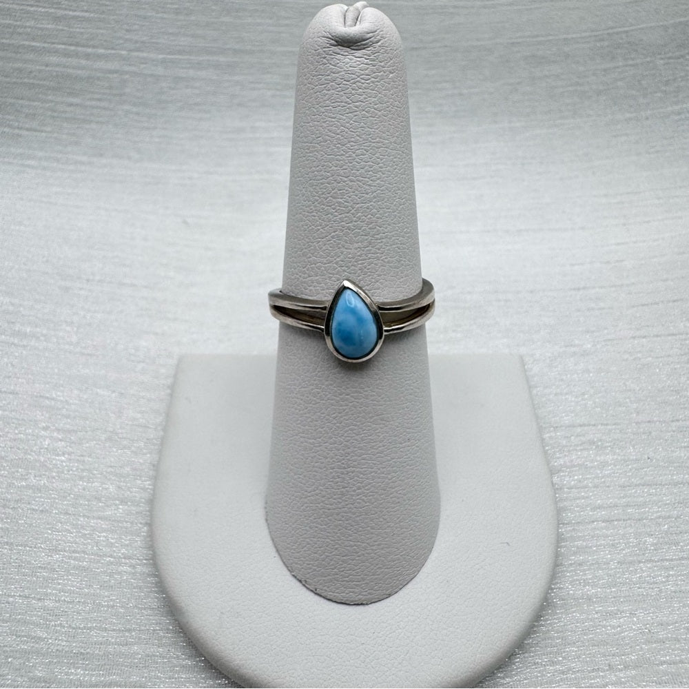 S925 Larimar Teardrop Ring