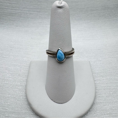 S925 Larimar Teardrop Ring