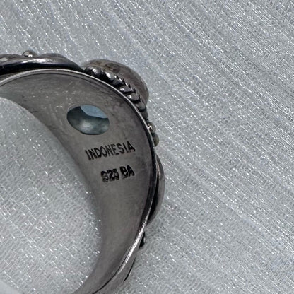 S925 Swiss Blue Topaz Floral Ring