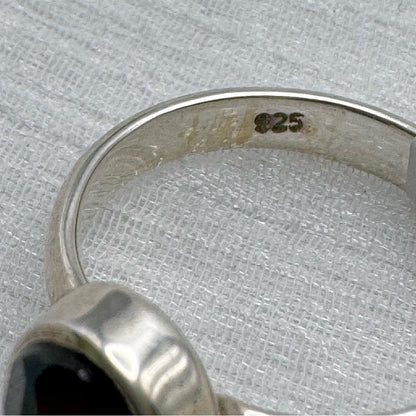 S925 Black Ethiopian Opal Faceted Ring