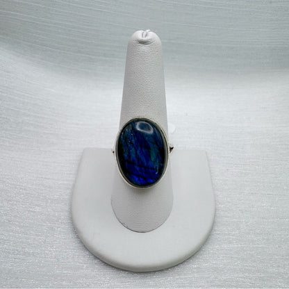 S925 Labradorite Oval Ring