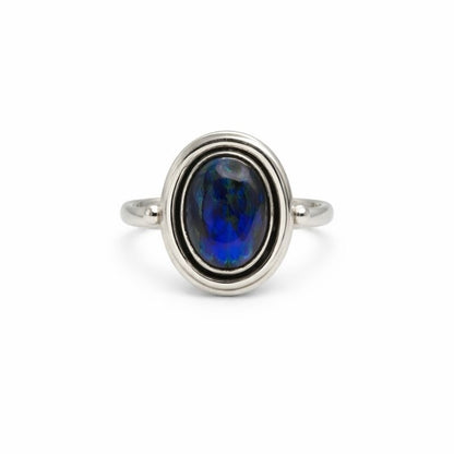 S925 Labradorite Oval Silver Setting Ring