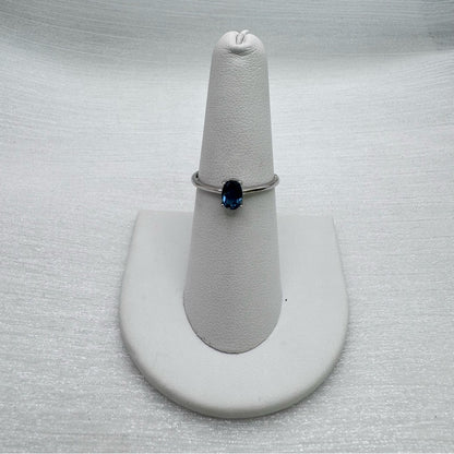 S925 London Blue Topaz Oval Adjustable Ring