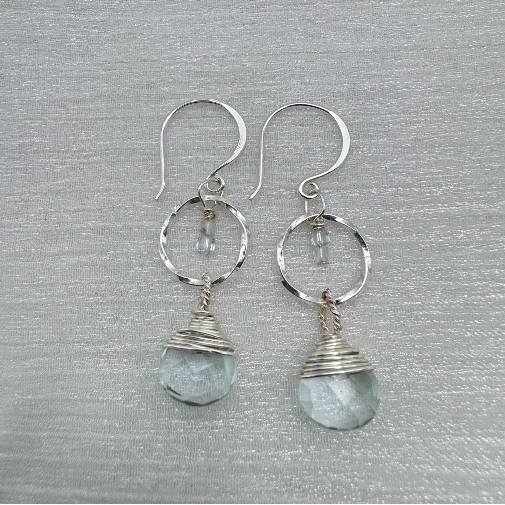 #1013 S925 Aquamarine Dangle Earrings