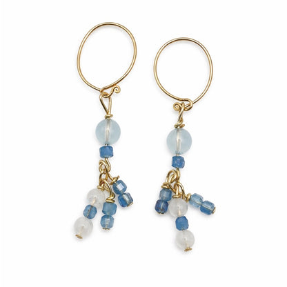 #902 S925 Aquamarine & Moonstone Dangle Earrings
