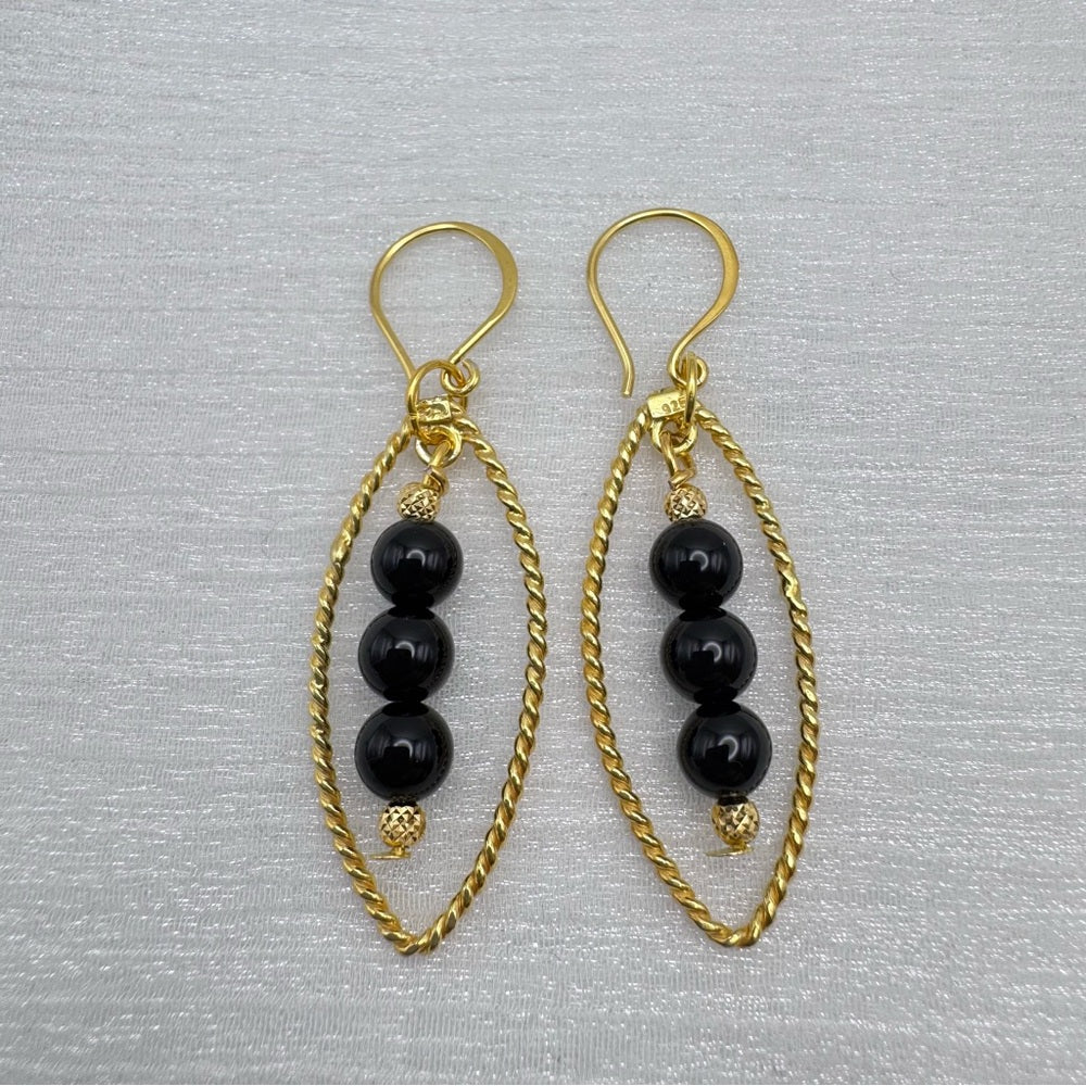 #9001 S925 Black Onyx Dangle Earrings