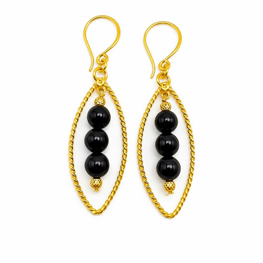 #9001 S925 Black Onyx Dangle Earrings