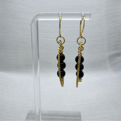 #9001 S925 Black Onyx Dangle Earrings
