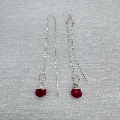#902 S925 Ruby Threader Earrings