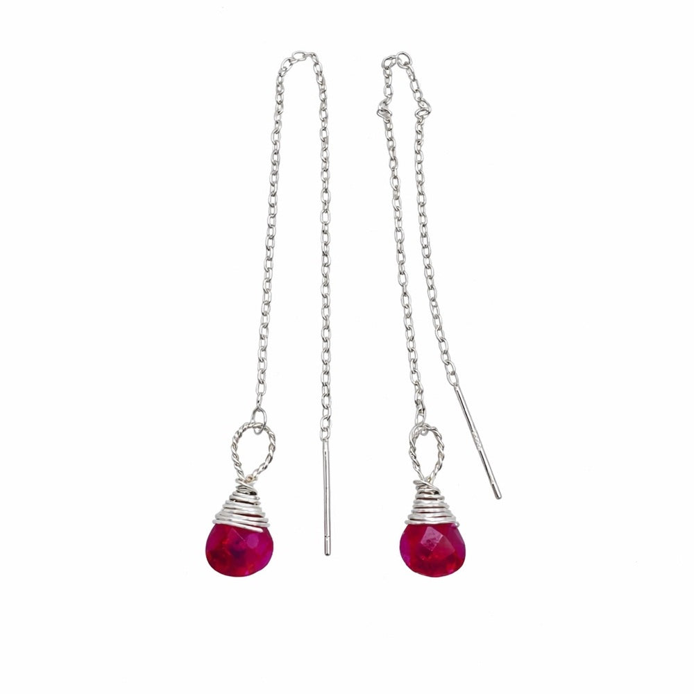 #902 S925 Ruby Threader Earrings