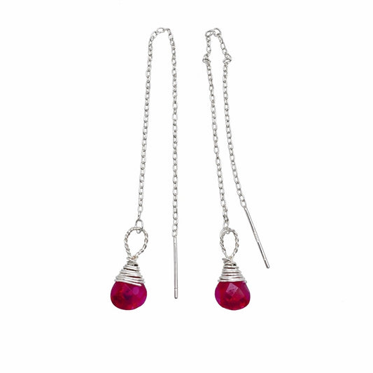 #902 S925 Ruby Threader Earrings