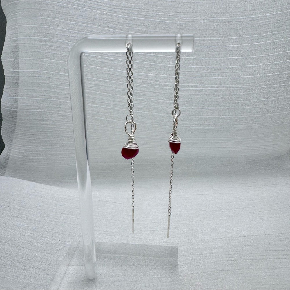 #902 S925 Ruby Threader Earrings