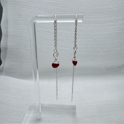 #902 S925 Ruby Threader Earrings