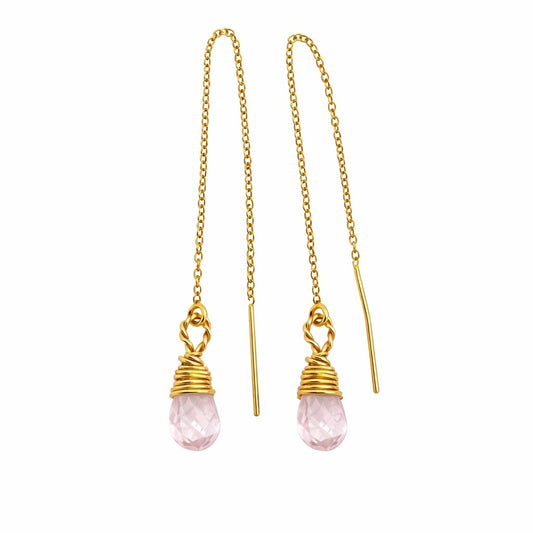 #1100 S925 Rose Quartz Threader Earrings