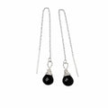 Sterling Silver Black Onyx Wrapped Threader Earrings (#903)