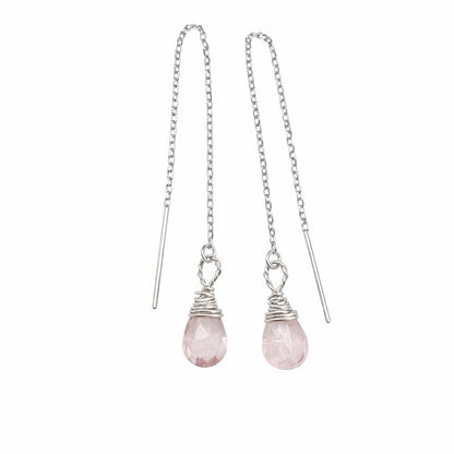 #900 S925 Rose Quartz Threader Earrings