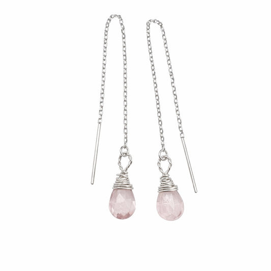 #900 S925 Rose Quartz Threader Earrings