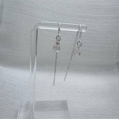 #900 S925 Rose Quartz Threader Earrings