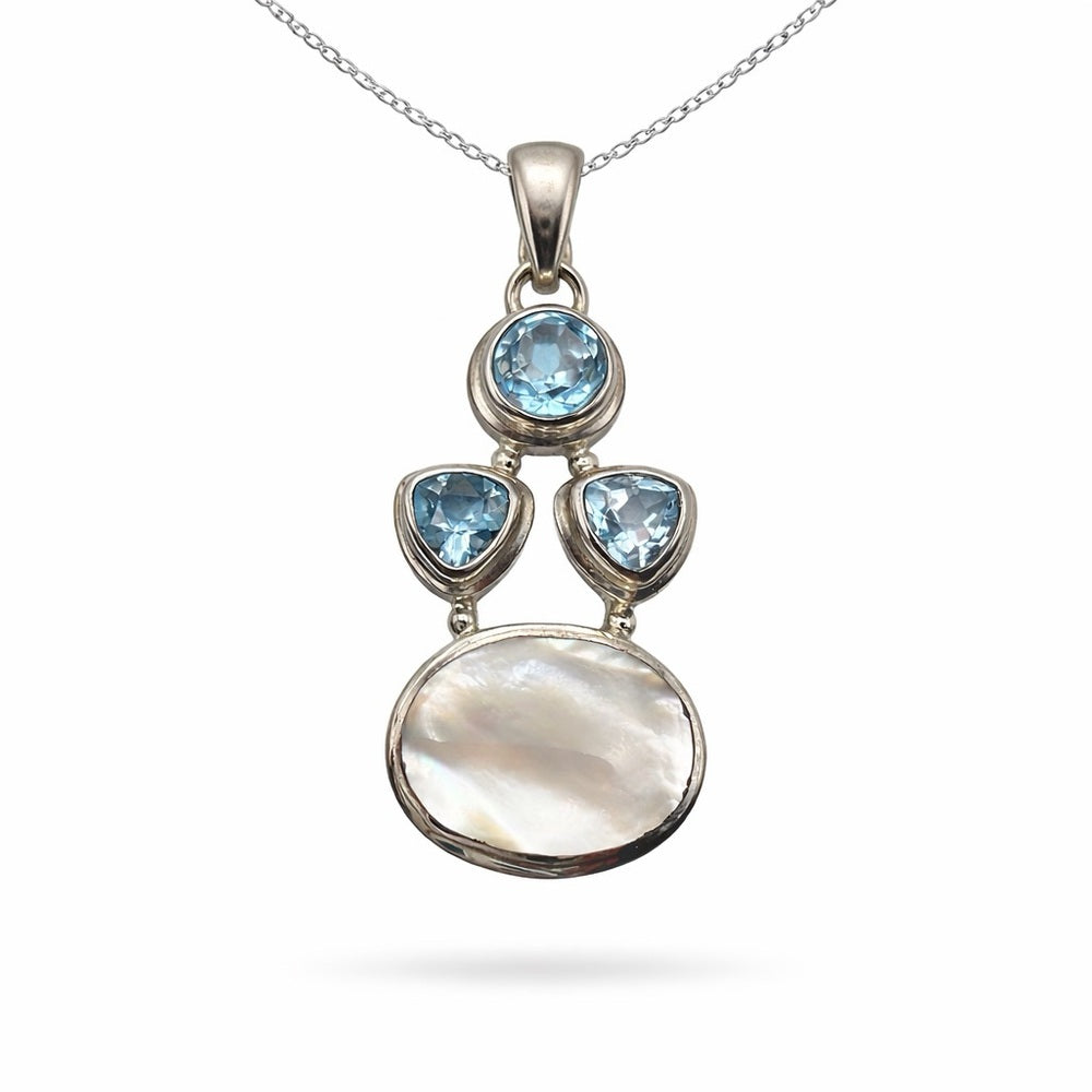 Swiss Blue Topaz & Mother of Pearl Pendant