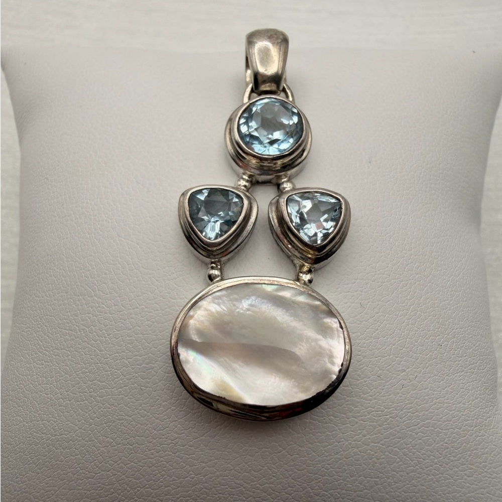 Swiss Blue Topaz & Mother of Pearl Pendant