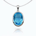 Swiss Blue Topaz Oval Pendant