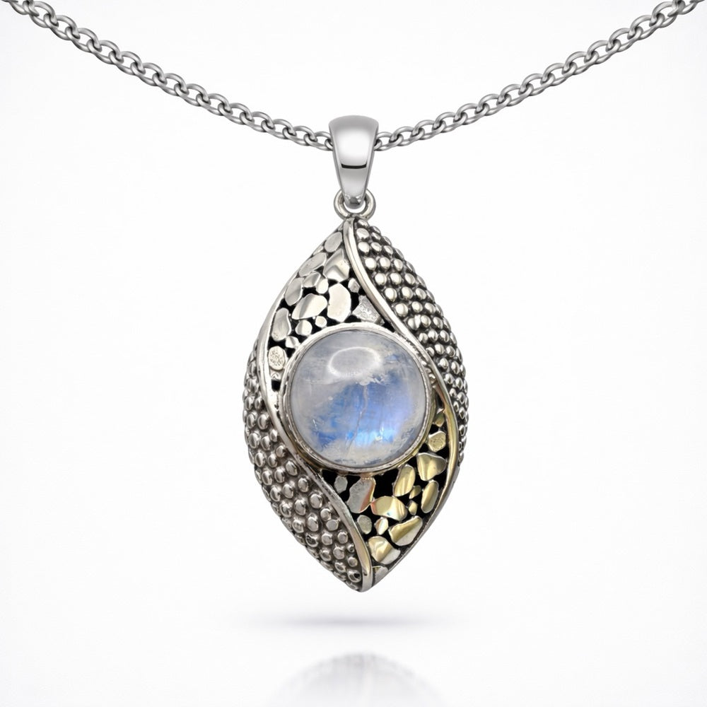 Moonstone Silver Detail Pendant