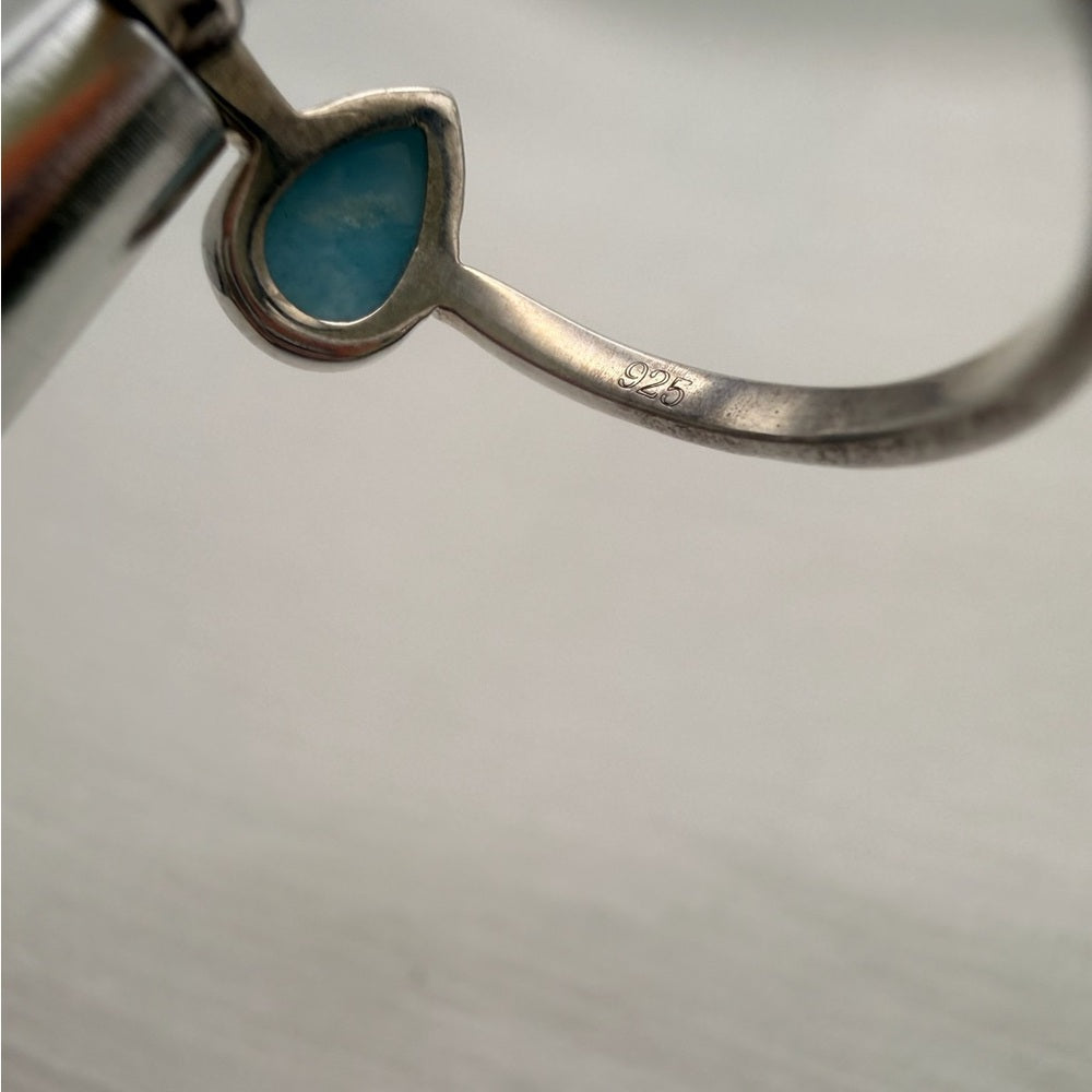 S925 Larimar Teardrop Ring