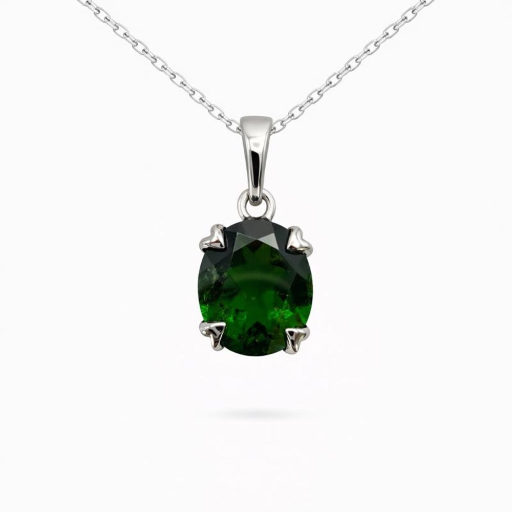 Chrome Diopside Oval Pendant