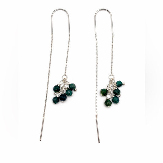 #1102 S925 Blue Tourmaline Threader Earrings