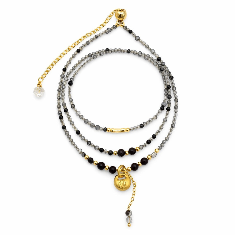 Clear Quartz and Black Tourmaline Adjustable Necklace