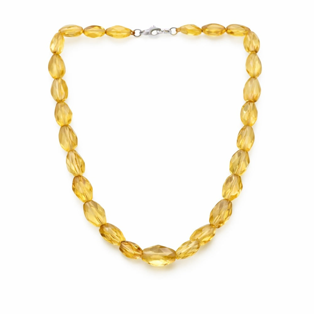 7mm Citrine Natural Beaded Necklace