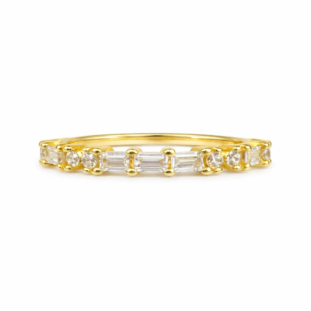 Gold Emerald Cut Simulated Diamond Ring
