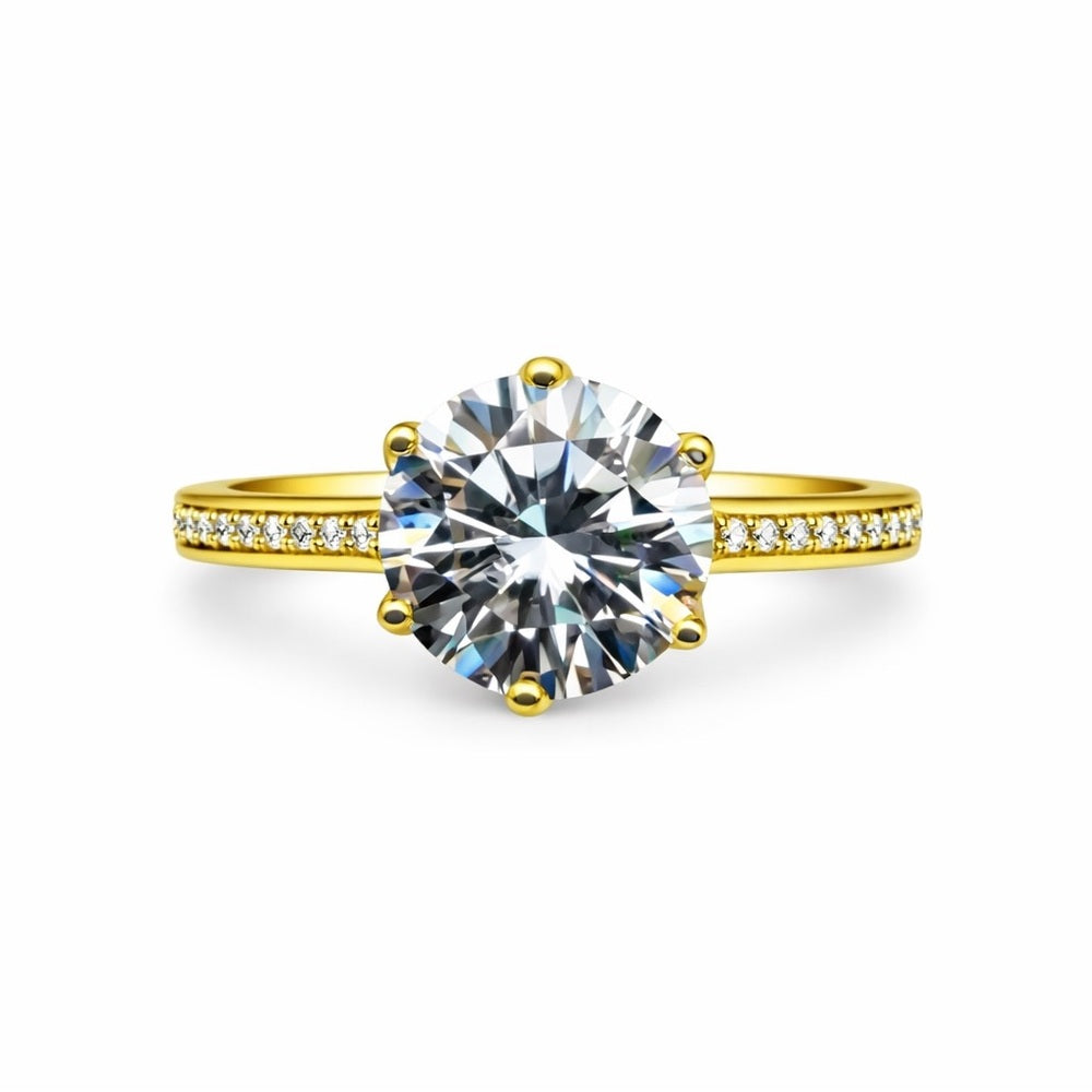 3.52 CT Moissanite Solitare & Pavé Band