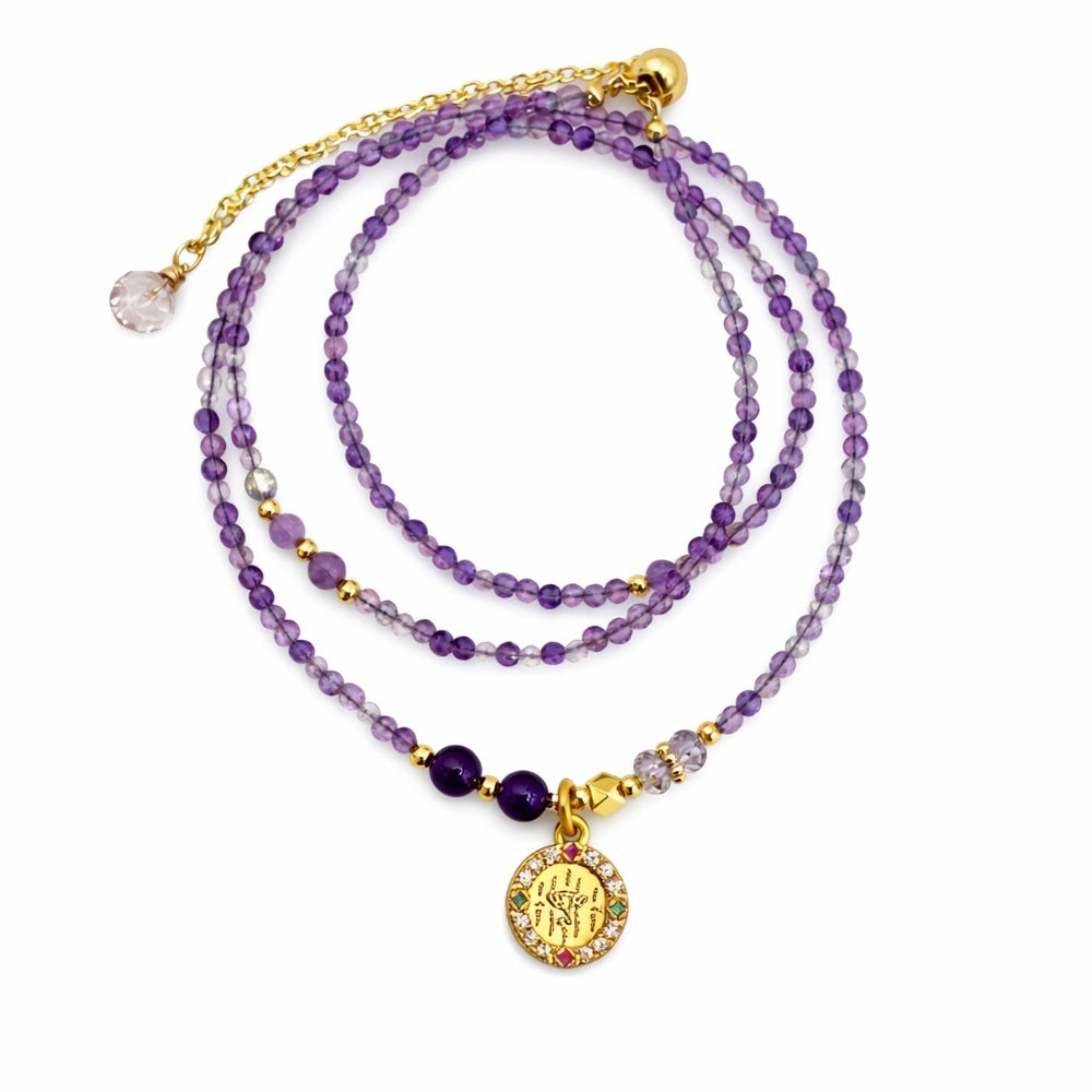 Purple Fluorite Adjustable Necklace