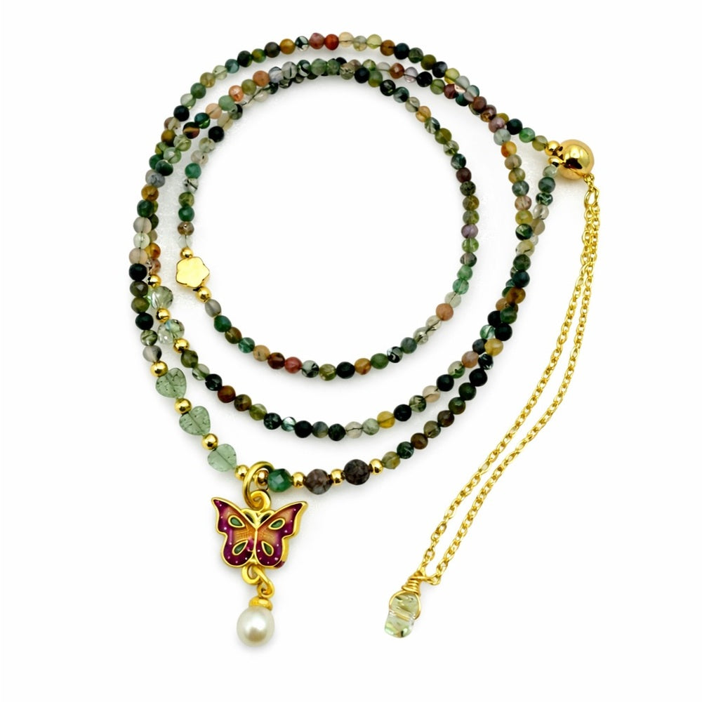 Indian Agate & Aventurine Adjustable Necklace