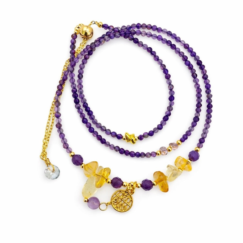 Amethyst & Citrine Adjustable Necklace
