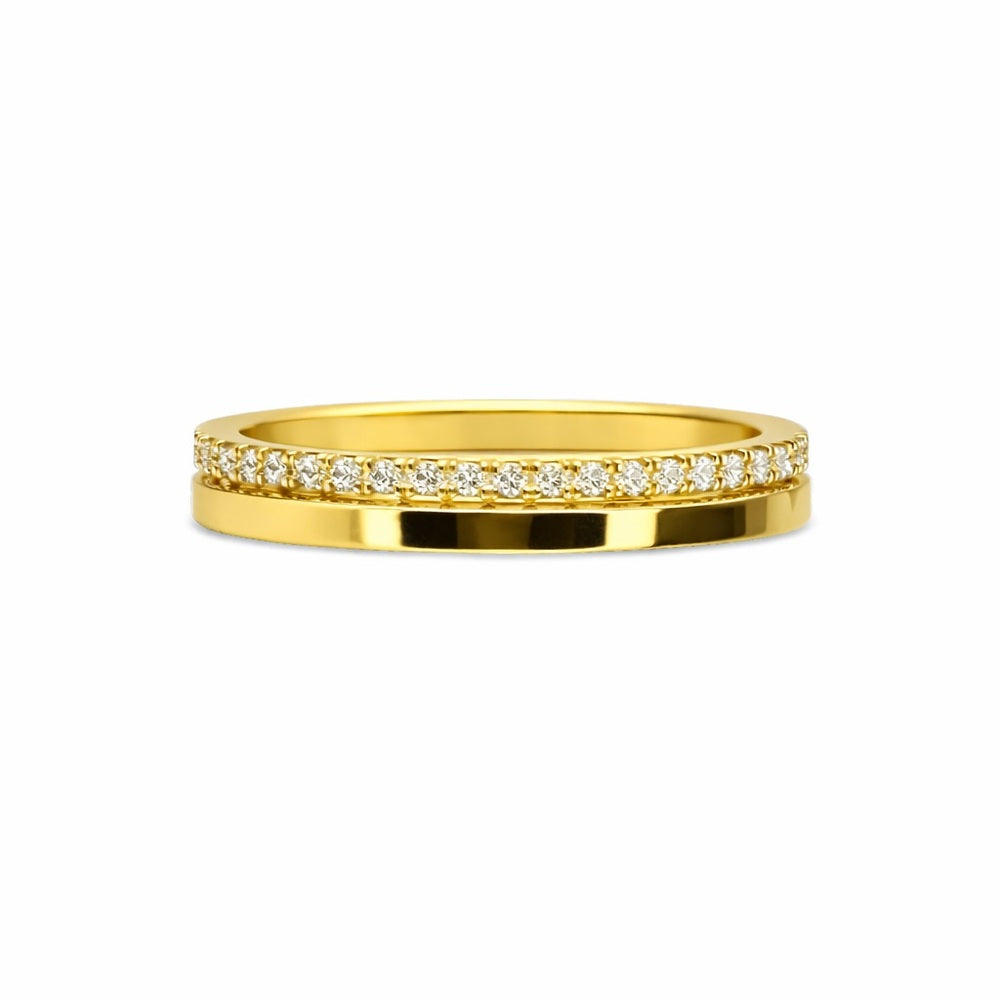 Gold Double Eternity & Solid Band