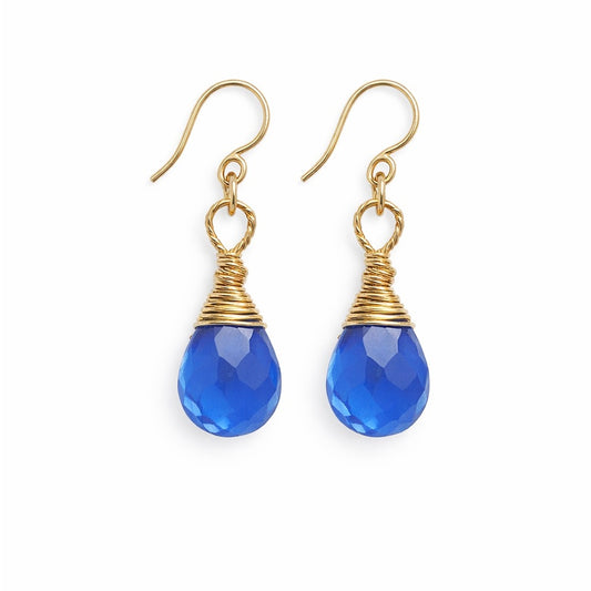 #905 S925 Sapphire Teardrop Dangle Earrings
